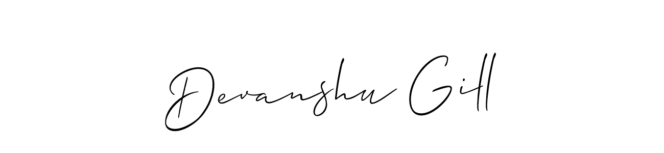 Make a short Devanshu Gill signature style. Manage your documents anywhere anytime using Allison_Script. Create and add eSignatures, submit forms, share and send files easily. Devanshu Gill signature style 2 images and pictures png