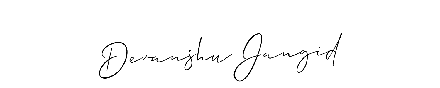 This is the best signature style for the Devanshu Jangid name. Also you like these signature font (Allison_Script). Mix name signature. Devanshu Jangid signature style 2 images and pictures png