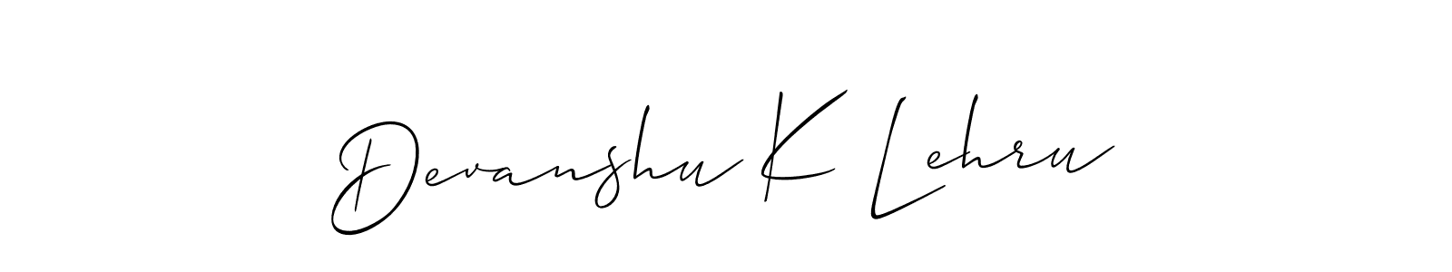 Create a beautiful signature design for name Devanshu K Lehru. With this signature (Allison_Script) fonts, you can make a handwritten signature for free. Devanshu K Lehru signature style 2 images and pictures png