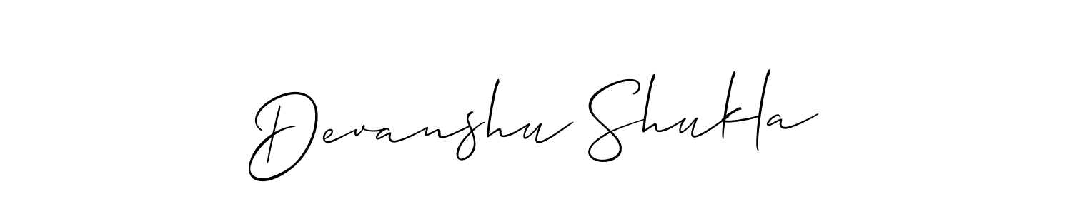 How to make Devanshu Shukla name signature. Use Allison_Script style for creating short signs online. This is the latest handwritten sign. Devanshu Shukla signature style 2 images and pictures png