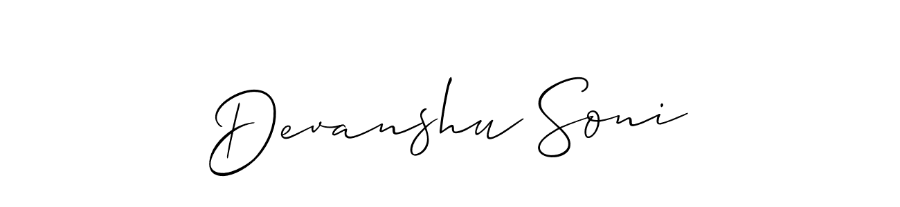 Also we have Devanshu Soni name is the best signature style. Create professional handwritten signature collection using Allison_Script autograph style. Devanshu Soni signature style 2 images and pictures png