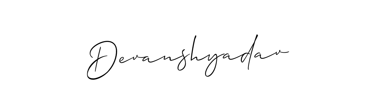 How to make Devanshyadav signature? Allison_Script is a professional autograph style. Create handwritten signature for Devanshyadav name. Devanshyadav signature style 2 images and pictures png