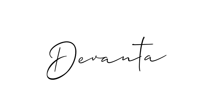 How to make Devanta signature? Allison_Script is a professional autograph style. Create handwritten signature for Devanta name. Devanta signature style 2 images and pictures png