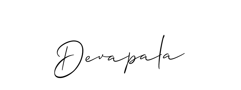 Use a signature maker to create a handwritten signature online. With this signature software, you can design (Allison_Script) your own signature for name Devapala. Devapala signature style 2 images and pictures png