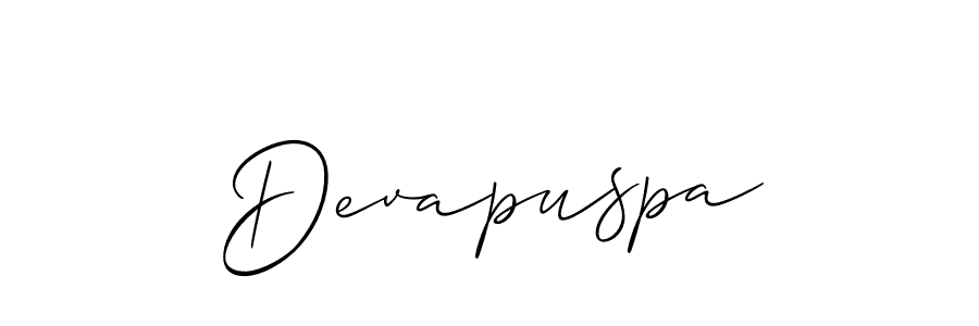 Similarly Allison_Script is the best handwritten signature design. Signature creator online .You can use it as an online autograph creator for name Devapuspa. Devapuspa signature style 2 images and pictures png