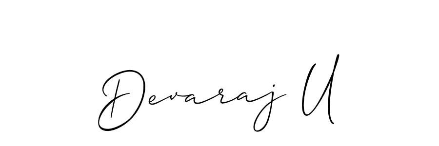 The best way (Allison_Script) to make a short signature is to pick only two or three words in your name. The name Devaraj U include a total of six letters. For converting this name. Devaraj U signature style 2 images and pictures png