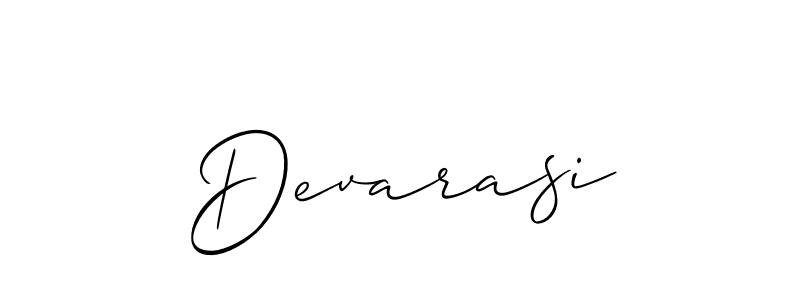 The best way (Allison_Script) to make a short signature is to pick only two or three words in your name. The name Devarasi include a total of six letters. For converting this name. Devarasi signature style 2 images and pictures png