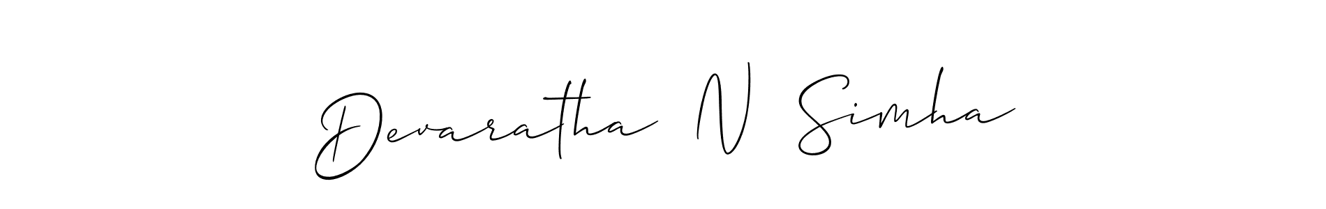 Use a signature maker to create a handwritten signature online. With this signature software, you can design (Allison_Script) your own signature for name Devaratha  N  Simha. Devaratha  N  Simha signature style 2 images and pictures png