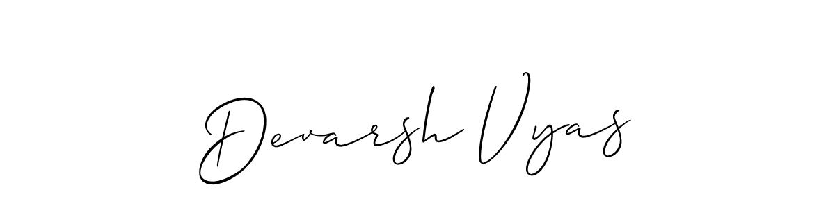 Also You can easily find your signature by using the search form. We will create Devarsh Vyas name handwritten signature images for you free of cost using Allison_Script sign style. Devarsh Vyas signature style 2 images and pictures png