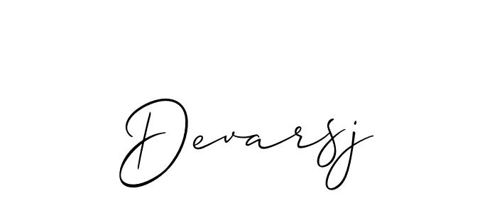 Create a beautiful signature design for name Devarsj. With this signature (Allison_Script) fonts, you can make a handwritten signature for free. Devarsj signature style 2 images and pictures png
