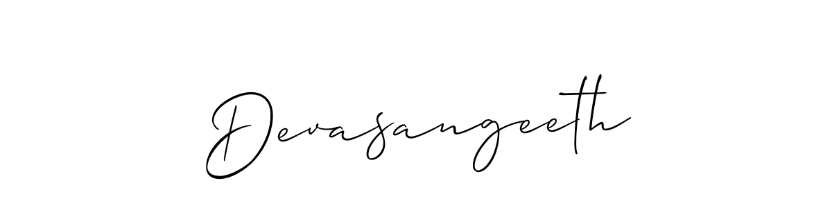 How to make Devasangeeth name signature. Use Allison_Script style for creating short signs online. This is the latest handwritten sign. Devasangeeth signature style 2 images and pictures png