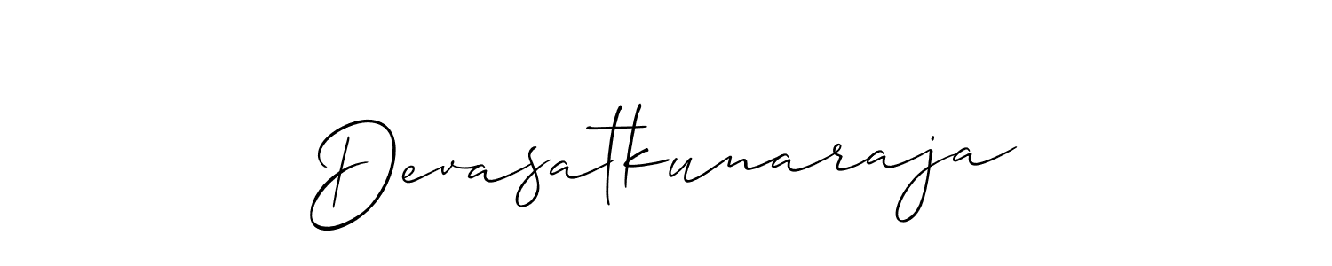 How to make Devasatkunaraja signature? Allison_Script is a professional autograph style. Create handwritten signature for Devasatkunaraja name. Devasatkunaraja signature style 2 images and pictures png