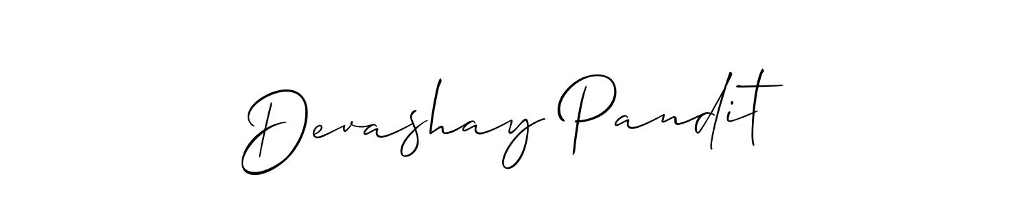 Design your own signature with our free online signature maker. With this signature software, you can create a handwritten (Allison_Script) signature for name Devashay Pandit. Devashay Pandit signature style 2 images and pictures png