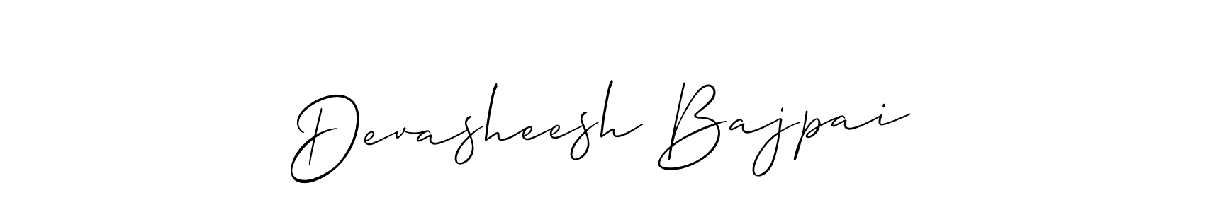 Allison_Script is a professional signature style that is perfect for those who want to add a touch of class to their signature. It is also a great choice for those who want to make their signature more unique. Get Devasheesh Bajpai name to fancy signature for free. Devasheesh Bajpai signature style 2 images and pictures png