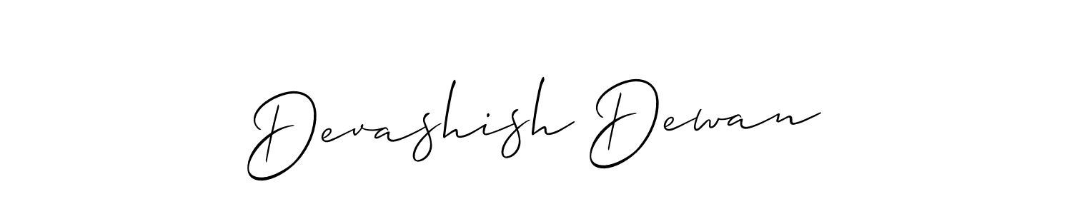 How to make Devashish Dewan name signature. Use Allison_Script style for creating short signs online. This is the latest handwritten sign. Devashish Dewan signature style 2 images and pictures png
