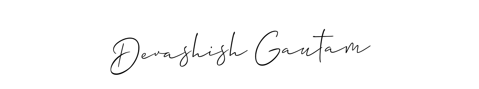 Design your own signature with our free online signature maker. With this signature software, you can create a handwritten (Allison_Script) signature for name Devashish Gautam. Devashish Gautam signature style 2 images and pictures png