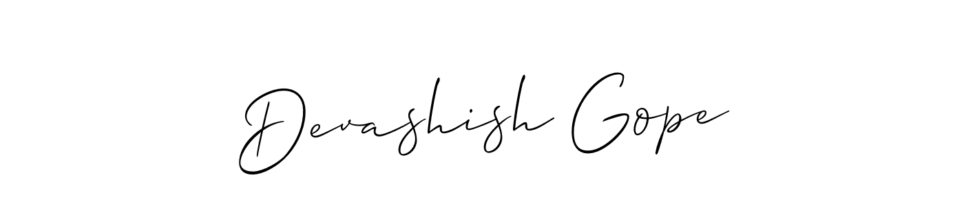 You should practise on your own different ways (Allison_Script) to write your name (Devashish Gope) in signature. don't let someone else do it for you. Devashish Gope signature style 2 images and pictures png