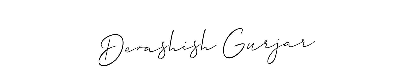 How to make Devashish Gurjar signature? Allison_Script is a professional autograph style. Create handwritten signature for Devashish Gurjar name. Devashish Gurjar signature style 2 images and pictures png