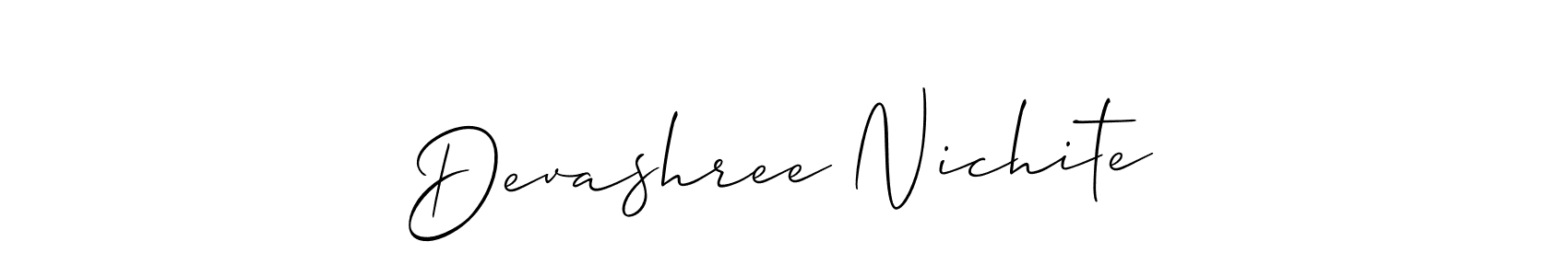 Create a beautiful signature design for name Devashree Nichite. With this signature (Allison_Script) fonts, you can make a handwritten signature for free. Devashree Nichite signature style 2 images and pictures png