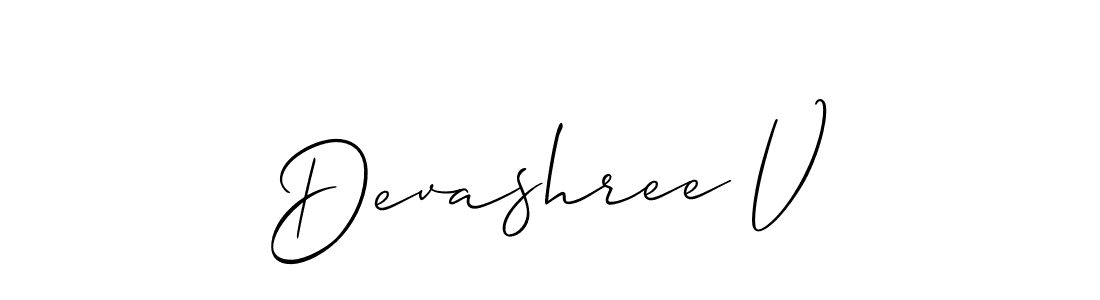 if you are searching for the best signature style for your name Devashree V. so please give up your signature search. here we have designed multiple signature styles  using Allison_Script. Devashree V signature style 2 images and pictures png