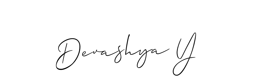 Create a beautiful signature design for name Devashya Y. With this signature (Allison_Script) fonts, you can make a handwritten signature for free. Devashya Y signature style 2 images and pictures png