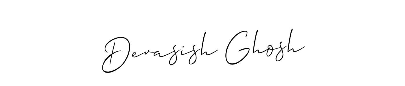 Make a beautiful signature design for name Devasish Ghosh. With this signature (Allison_Script) style, you can create a handwritten signature for free. Devasish Ghosh signature style 2 images and pictures png