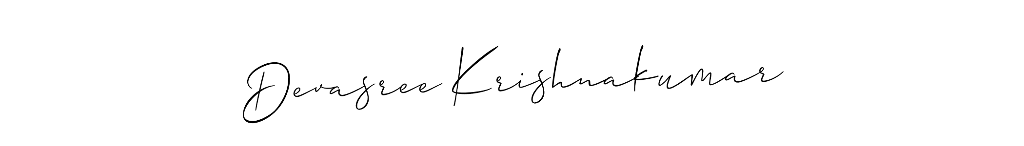 Create a beautiful signature design for name Devasree Krishnakumar. With this signature (Allison_Script) fonts, you can make a handwritten signature for free. Devasree Krishnakumar signature style 2 images and pictures png