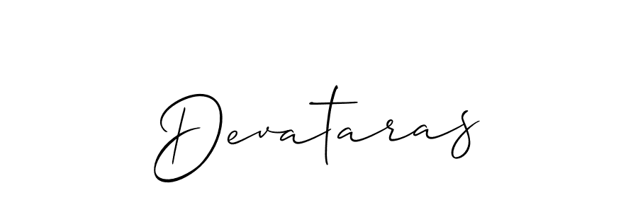The best way (Allison_Script) to make a short signature is to pick only two or three words in your name. The name Devataras include a total of six letters. For converting this name. Devataras signature style 2 images and pictures png