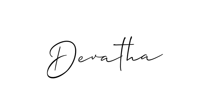 Design your own signature with our free online signature maker. With this signature software, you can create a handwritten (Allison_Script) signature for name Devatha. Devatha signature style 2 images and pictures png