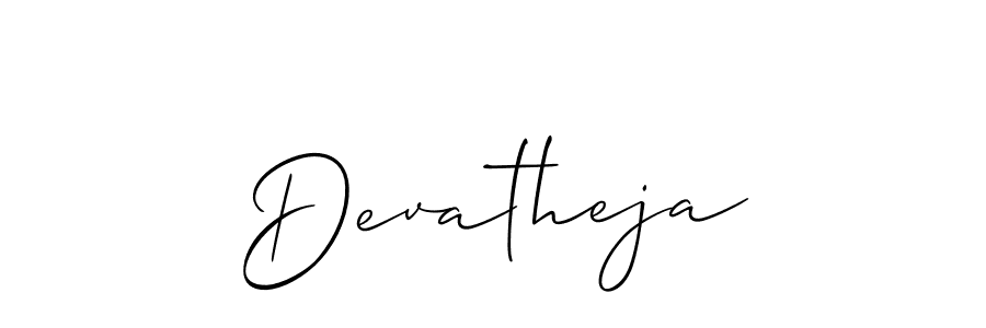 Make a beautiful signature design for name Devatheja. With this signature (Allison_Script) style, you can create a handwritten signature for free. Devatheja signature style 2 images and pictures png