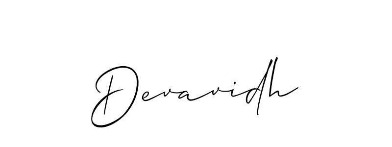 Devavidh stylish signature style. Best Handwritten Sign (Allison_Script) for my name. Handwritten Signature Collection Ideas for my name Devavidh. Devavidh signature style 2 images and pictures png