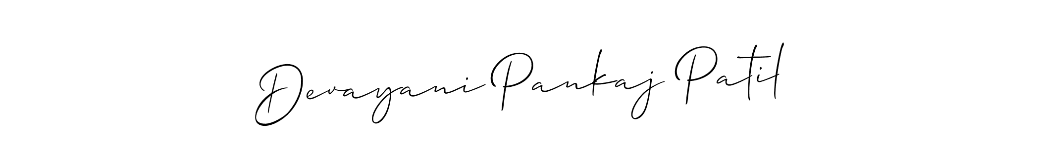 Make a short Devayani Pankaj Patil signature style. Manage your documents anywhere anytime using Allison_Script. Create and add eSignatures, submit forms, share and send files easily. Devayani Pankaj Patil signature style 2 images and pictures png