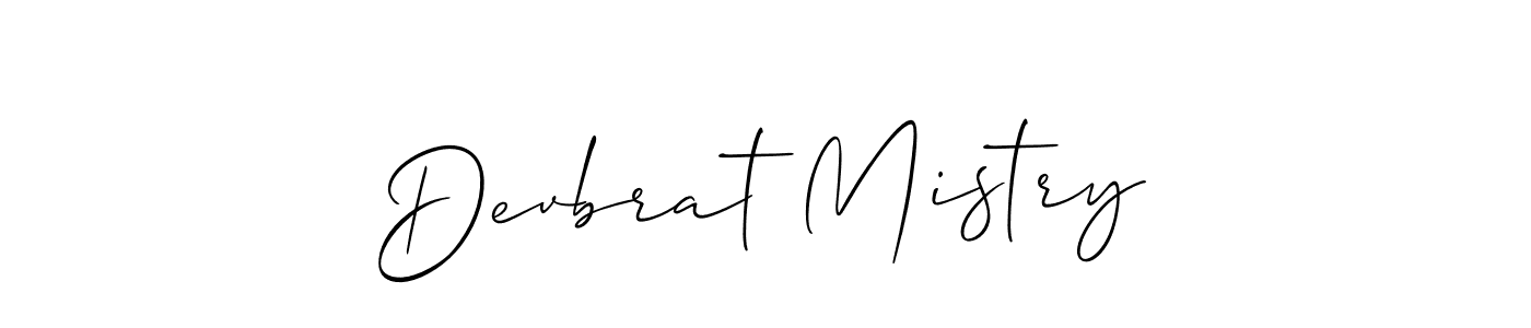 Allison_Script is a professional signature style that is perfect for those who want to add a touch of class to their signature. It is also a great choice for those who want to make their signature more unique. Get Devbrat Mistry name to fancy signature for free. Devbrat Mistry signature style 2 images and pictures png