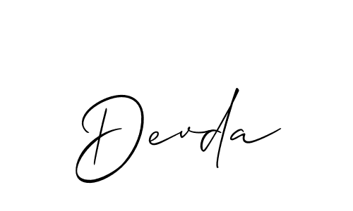 Design your own signature with our free online signature maker. With this signature software, you can create a handwritten (Allison_Script) signature for name Devda. Devda signature style 2 images and pictures png