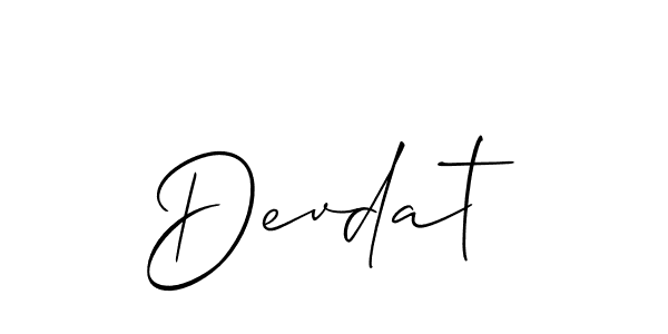 if you are searching for the best signature style for your name Devdat. so please give up your signature search. here we have designed multiple signature styles  using Allison_Script. Devdat signature style 2 images and pictures png