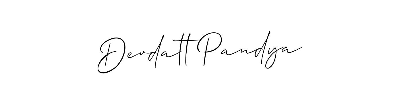 Make a beautiful signature design for name Devdatt Pandya. With this signature (Allison_Script) style, you can create a handwritten signature for free. Devdatt Pandya signature style 2 images and pictures png