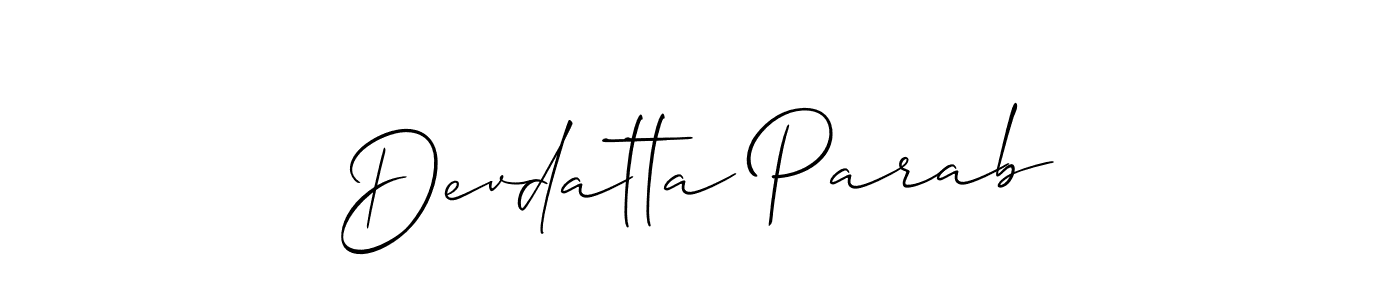 Also we have Devdatta Parab name is the best signature style. Create professional handwritten signature collection using Allison_Script autograph style. Devdatta Parab signature style 2 images and pictures png