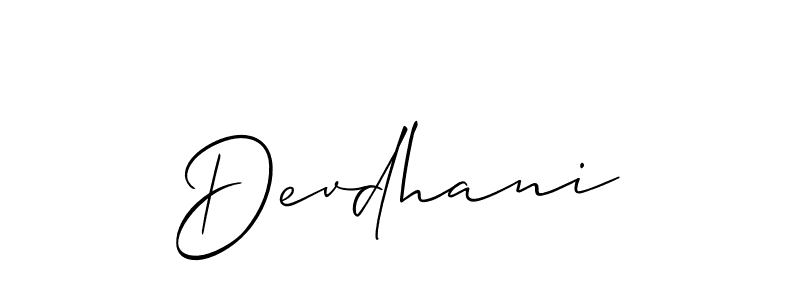 Devdhani stylish signature style. Best Handwritten Sign (Allison_Script) for my name. Handwritten Signature Collection Ideas for my name Devdhani. Devdhani signature style 2 images and pictures png