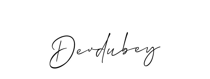 Use a signature maker to create a handwritten signature online. With this signature software, you can design (Allison_Script) your own signature for name Devdubey. Devdubey signature style 2 images and pictures png