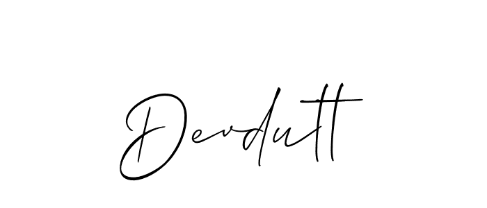Allison_Script is a professional signature style that is perfect for those who want to add a touch of class to their signature. It is also a great choice for those who want to make their signature more unique. Get Devdutt name to fancy signature for free. Devdutt signature style 2 images and pictures png