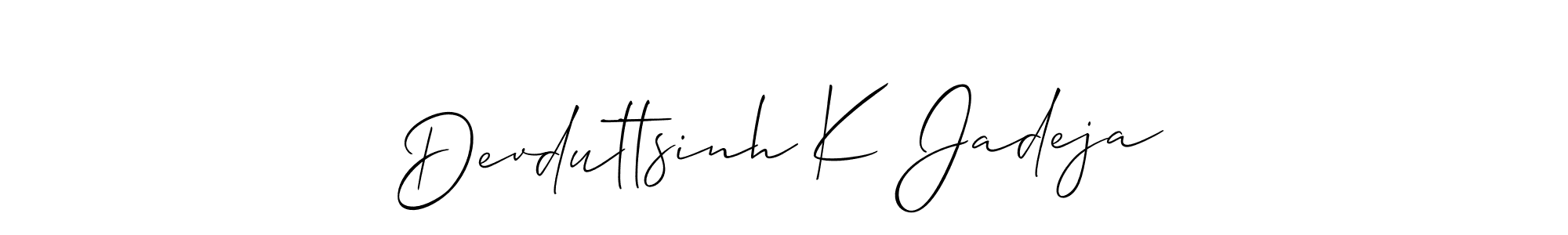 It looks lik you need a new signature style for name Devduttsinh K Jadeja. Design unique handwritten (Allison_Script) signature with our free signature maker in just a few clicks. Devduttsinh K Jadeja signature style 2 images and pictures png