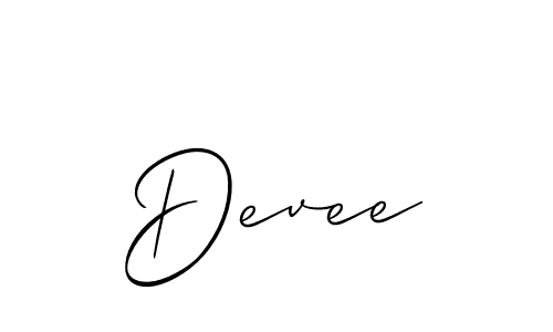 Create a beautiful signature design for name Devee. With this signature (Allison_Script) fonts, you can make a handwritten signature for free. Devee signature style 2 images and pictures png