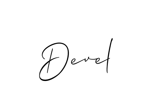 Create a beautiful signature design for name Devel. With this signature (Allison_Script) fonts, you can make a handwritten signature for free. Devel signature style 2 images and pictures png