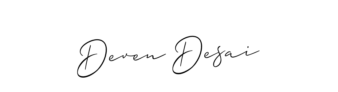 Use a signature maker to create a handwritten signature online. With this signature software, you can design (Allison_Script) your own signature for name Deven Desai. Deven Desai signature style 2 images and pictures png