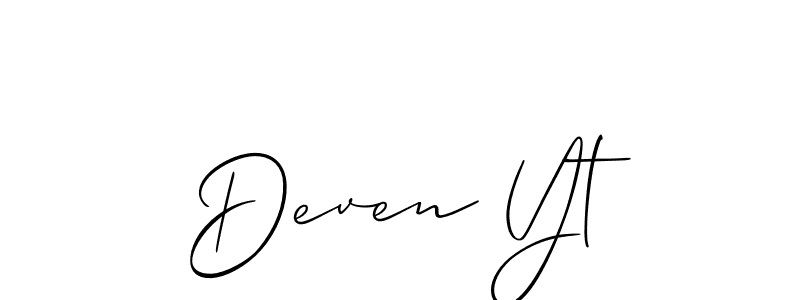 Also You can easily find your signature by using the search form. We will create Deven Yt name handwritten signature images for you free of cost using Allison_Script sign style. Deven Yt signature style 2 images and pictures png