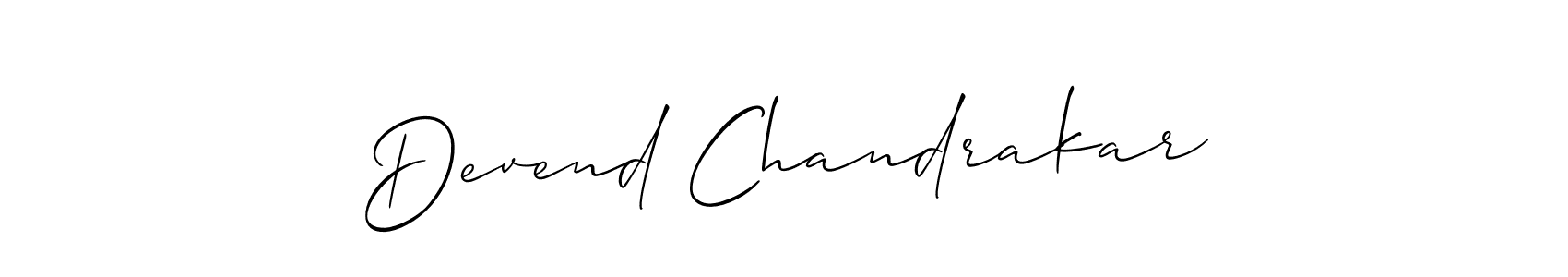 Also we have Devend Chandrakar name is the best signature style. Create professional handwritten signature collection using Allison_Script autograph style. Devend Chandrakar signature style 2 images and pictures png