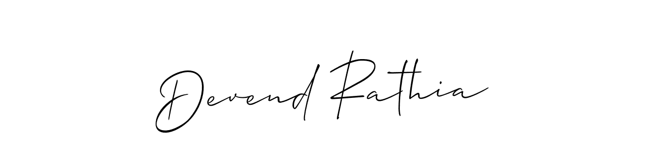 Make a beautiful signature design for name Devend Rathia. With this signature (Allison_Script) style, you can create a handwritten signature for free. Devend Rathia signature style 2 images and pictures png