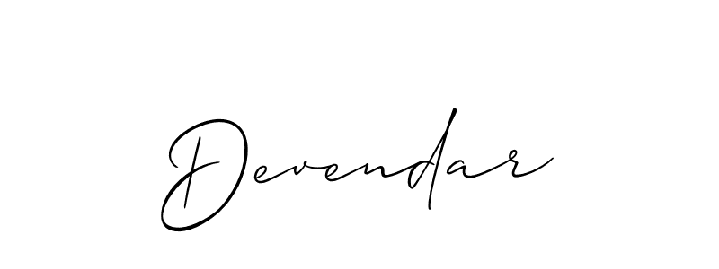 Create a beautiful signature design for name Devendar. With this signature (Allison_Script) fonts, you can make a handwritten signature for free. Devendar signature style 2 images and pictures png
