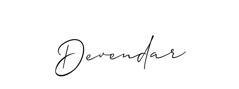 Create a beautiful signature design for name Devendar. With this signature (Allison_Script) fonts, you can make a handwritten signature for free. Devendar signature style 2 images and pictures png