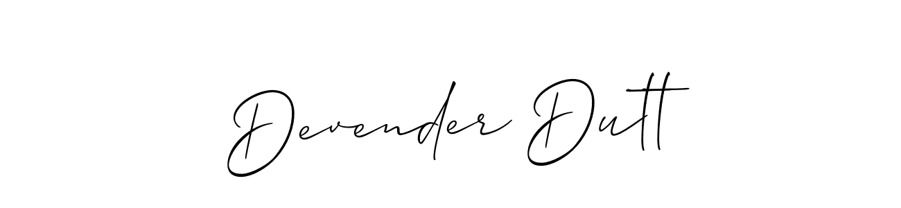 How to make Devender Dutt signature? Allison_Script is a professional autograph style. Create handwritten signature for Devender Dutt name. Devender Dutt signature style 2 images and pictures png